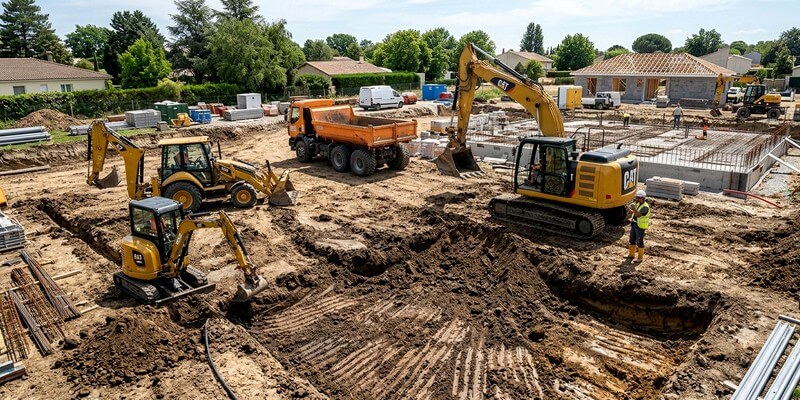 Travaux de terrassement sur un chantier